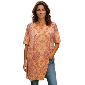 Chico's Red Pink Paisley Batwing Kimono Dress Sz 12